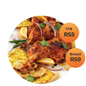 1/4 Chicken Tika, Chips & Roti (Breast)